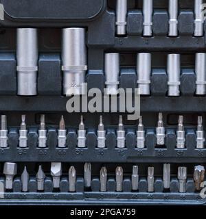 A set of torx tools, socket wrenches, screwdrivers and other tools. A tool for car repair. Selective focus Stock Photo