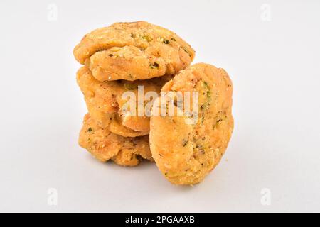 mathri isolated on white background, indian snack Stock Photo