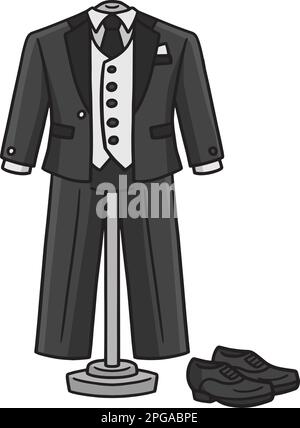 Wedding Groom Suit Colored Cartoon Illustration Stock Vector Image ...