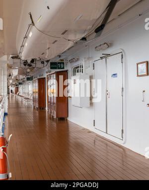 Ruby Princess Cruise Ship Promenade Deck on Caribbean Cruise. Stock Photo