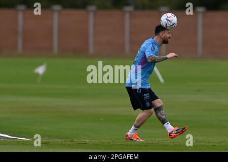 ARGENTINA, Buenos Aires, Ezeiza- 21 March 2023: Lionel Messi of Argentina during the training session at AFA training ground before friendly match vs Panama. Photo by Diego Halisz/SFSI Stock Photo