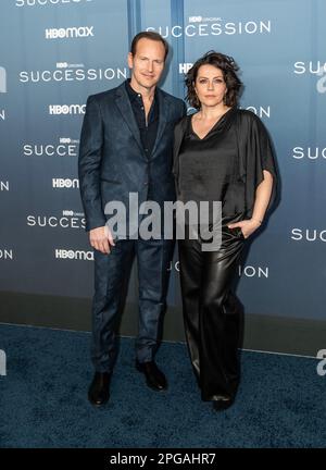 Patrick Wilson, Dagmara Dominczyk attend HBO's 'Succession' Season 4 Premiere at Jazz at Lincoln Center. This is the final season of the highly successful series. (Photo by Lev Radin/Pacific Press) Stock Photo