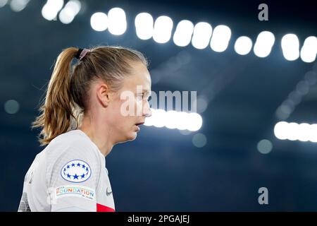 Rome, Italy. 21st Mar, 2023. Caroline Graham Hansen of FC Barcelona looks on during the Womens Champions League quarter final match between AS Roma Women and Barcelona at Stadio Olimpico, Rome, Italy on 21 March 2023. Credit: Giuseppe Maffia/Alamy Live News Stock Photo