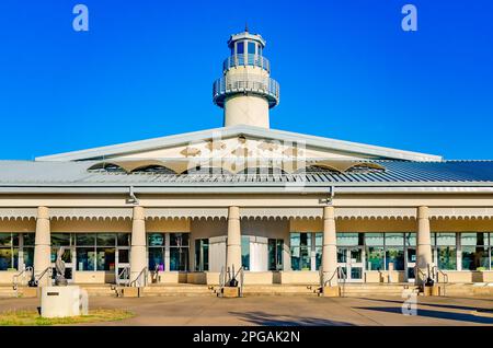 The Alabama Welcome Center is pictured, March 20, 2023, in Grand Bay, Alabama. The welcome center, one of eight in the state, is located on I-10. Stock Photo