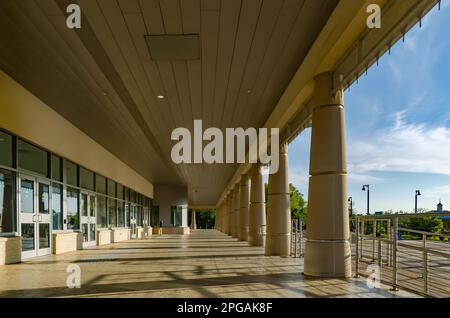 The Alabama Welcome Center is pictured, March 20, 2023, in Grand Bay, Alabama. The welcome center, one of eight in the state, is located on I-10. Stock Photo