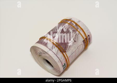 Egypt money roll pounds isolated on white background, 50 LE fifty ...