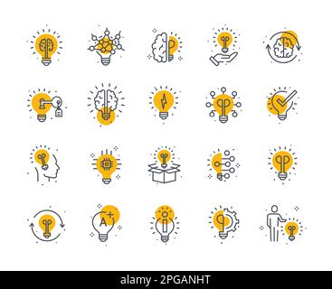 Idea light icons color set Stock Vector