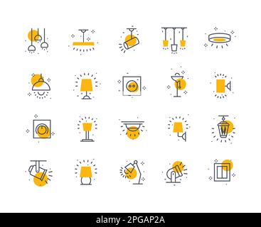 Lamps icons color set Stock Vector