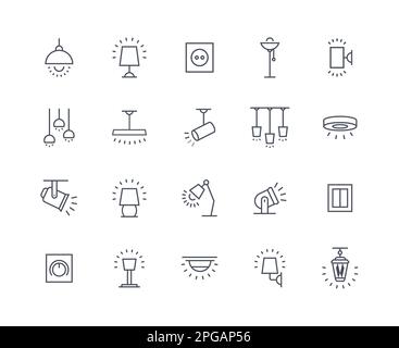 Lamps icons outline set Stock Vector