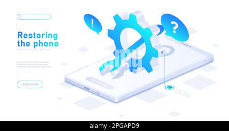 Restoring phone banner Stock Vector