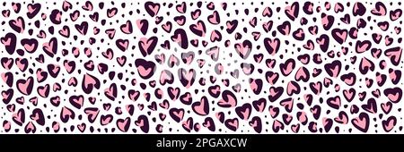 Leopard print with heart shaped stains. Vector illustration. Stock Vector