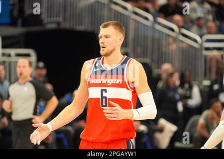 Orlando, Florida, USA, March 21, 2023, Washington Wizards center Kristaps Porzingis #6 during the first half at the Amway Center. (Photo Credit: Marty Jean-Louis/Alamy Live News Stock Photo