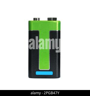 New nine volt battery isolated on white Stock Photo - Alamy