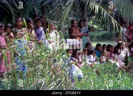 Audience watching the Snake boat race during Onam festival in Payippad near Haripad, Kerala, India, Asia Stock Photo