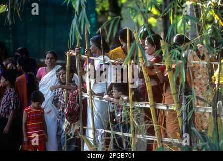 Audience watching the Snake boat race during Onam festival in Payippad near Haripad, Kerala, India, Asia Stock Photo