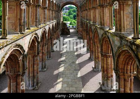 Jedburgh Abbey, ruins of the cathedral of Jedburgh, Scottish Boders, Scotland, United Kingdom Stock Photo