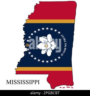 Mississippi map vector illustration. Global economy. State in America. North America. United States. America. U.S.A Stock Vector