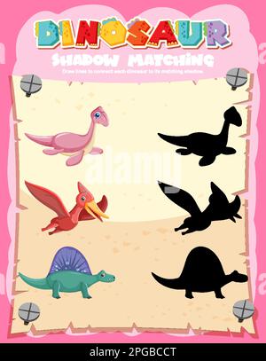 Dinosaur Shadow Matching Game Template illustration Stock Vector Image ...