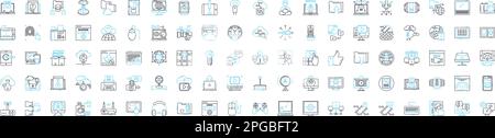 Chatbots vector line icons set. Chatbots, AI, Automation, Dialogue, Conversational, Virtual, NLP illustration outline concept symbols and signs Stock Vector