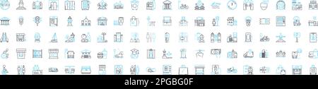 Smart city vector line icons set. Smart, City, Intelligent, Sustainable, Technology, Automation, Network illustration outline concept symbols and Stock Vector