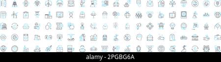 Global business vector line icons set. Global, business, international, economy, marketing, trade, commerce illustration outline concept symbols and Stock Vector
