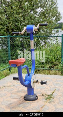 Bangalore,Karnataka,India-September 18 2022: Exercise equipment in Agara lake for senior citizens.Well maintained lake for walking, relaxation Stock Photo