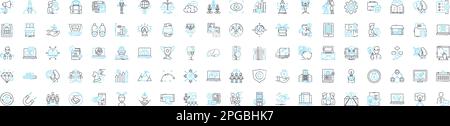 Startup business vector line icons set. Venture, Launch, Incubate, Fund, Innovate, Entrepreneur, Invest illustration outline concept symbols and signs Stock Vector