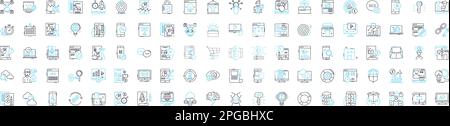 Seo marketing vector line icons set. SEO, marketing, optimization, online, web, website, traffic illustration outline concept symbols and signs Stock Vector