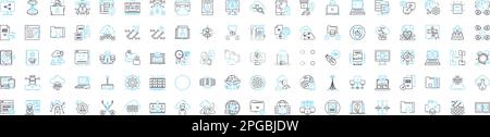 Cloud future vector line icons set. Cloud, Future, Computing, AI, IoT, Digital, Transformation illustration outline concept symbols and signs Stock Vector