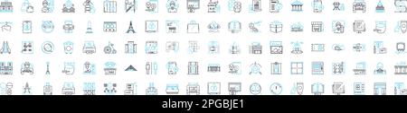 Architecture vector line icons set. Structure, Design, Facade, Building, Planning, Form, Space illustration outline concept symbols and signs Stock Vector