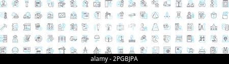 Building house sale vector line icons set. House, Building, Sale, Estate, Property, Buy, Real illustration outline concept symbols and signs Stock Vector