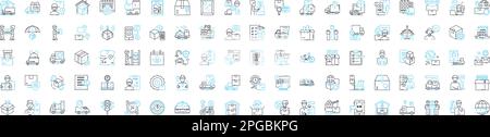 Logistic services vector line icons set. Logistics, Services, Delivery, Shipping, Freight, Management, Supply illustration outline concept symbols and Stock Vector