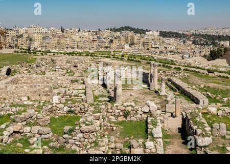 Ruins of Byzantine Church at the Citadel, Amman, Jordan Stock Photo