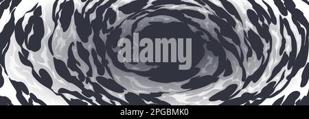 Abstract background with circle fire swirls. Comic effect of blast, explosion, spiral motion with fiery trails, white and black flame, vector cartoon illustration Stock Vector