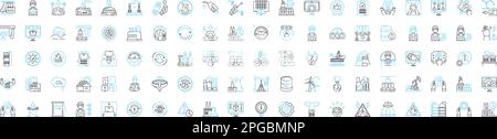 Smart factory vector line icons set. Smart, Factory, Automation, Digital, IoT, Intelligent, Manufacturing illustration outline concept symbols and Stock Vector