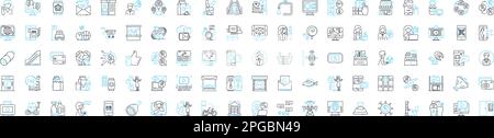 Ai assistance vector line icons set. AI, Assistance, Automation, Virtual, Voice, Assistants, Machine illustration outline concept symbols and signs Stock Vector