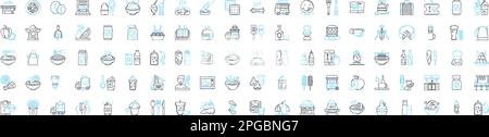 Cafe menu vector line icons set. Coffees, Desserts, Sandwiches, Drinks, Food, Salads, Sides illustration outline concept symbols and signs Stock Vector