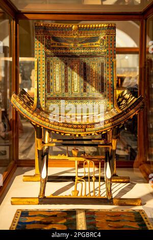 Second Throne of Tutankhamun in Egyptian Museum, Cairo, Egypt Stock Photo