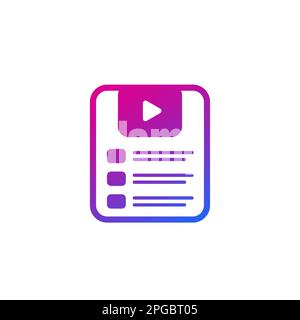 video playlist icon on white Stock Vector