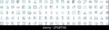 industrial modeling vector line icons set. Industrial, Modeling, Manufacturing, Process, Factory, Simulation, Analysis illustration outline concept Stock Vector