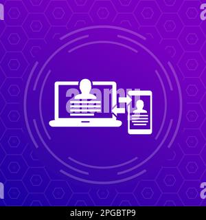 personal data synchronization, laptop and a phone Stock Vector