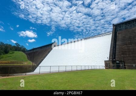 Lake Tinaroo Dam flowing over the spillway in a rare occurrence, Atherton Tablelands, Far North Queensland, FNQ, QLD, Australia Stock Photo