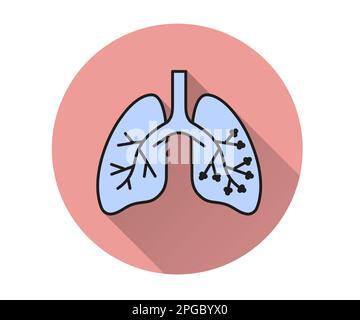 Lungs human icon in circle round outline black color vector ...