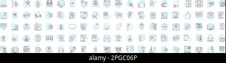 Retail marketing vector line icons set. Retailing, Merchandising, Advertising, Promoting, Selling, Branding, Targeting illustration outline concept Stock Vector