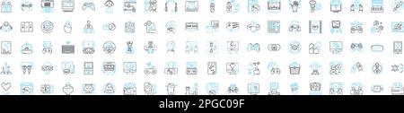 Video marketing vector line icons set. Video, Marketing, Advertising, Promotion, Campaign, Visual, Content illustration outline concept symbols and Stock Vector