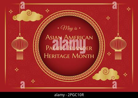 Asian American and Pacific Islander Heritage Month Horizontal Poster. May Month Celebration and Awareness. Vector Illustration. Social media post, web Stock Vector