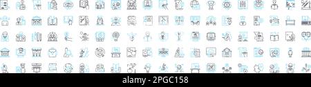 Adult education vector line icons set. Adult, Education, Learning, Instruction, Training, Literacy, Courses illustration outline concept symbols and Stock Vector