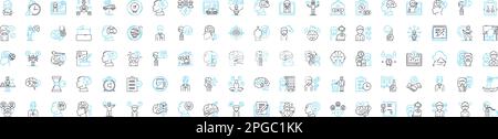 Personal productivity vector line icons set. Productivity, Personal, Time, Management, Goals, Plan, Success illustration outline concept symbols and Stock Vector