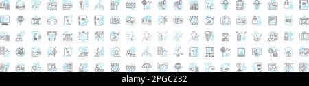 Business research vector line icons set. Business, Research, Analysis, Market, Study, Planning, Survey illustration outline concept symbols and signs Stock Vector