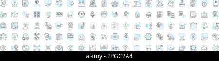 Crypto tech vector line icons set. Cryptocurrency, Blockchain, Mining, Security, Trading, Exchange, Algorithm illustration outline concept symbols and Stock Vector
